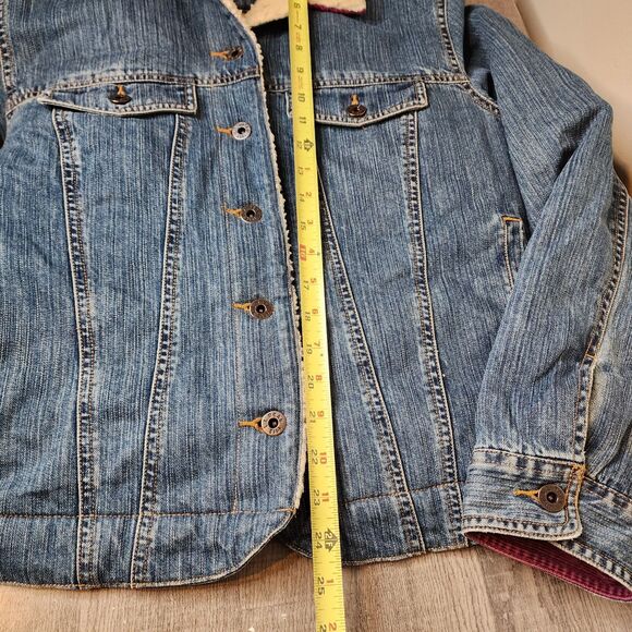 Vintage LL Bean Denim Jacket Sherpa Lined Womens Large Chore Cottagecore - Picture 11 of 16